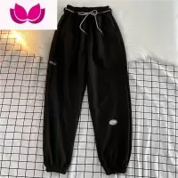 七斓华夫格卫裤男夏季薄款宽松束脚运动裤情侣ins潮牌百搭九分休闲裤