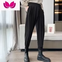 七斓裤子男哈伦垂感春季新款休闲束脚裤男潮流时尚帅气魔术贴宽松西裤