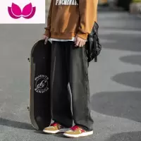 七斓阔腿工装牛仔裤男款美式复古高街裤子ins宽松直筒裤