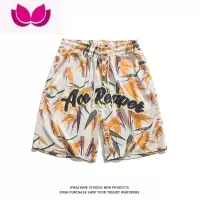七斓夏威夷花短裤男潮牌ins夏季薄款沙滩裤子男睡裤可下水休闲运动5分