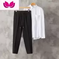 七斓夏季小西裤男垂感直筒修身九分裤高级感休闲松紧腰百搭西装裤