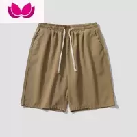 七斓卡其色短裤男夏季薄款潮牌宽松休闲直筒裤潮流外穿运动五分裤