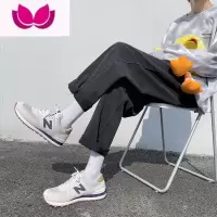 七斓深蓝色牛仔裤男美式ins潮流百搭休闲直筒裤子港风宽松哈伦裤