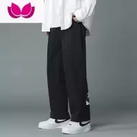 七斓港风印花裤子男士宽松直筒2023春季网红高街学生潮流百搭休闲长裤