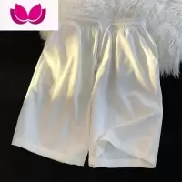 七斓美式薄荷绿短裤男款夏季冰丝褶皱凉凉裤情侣居家睡裤六分大裤衩子