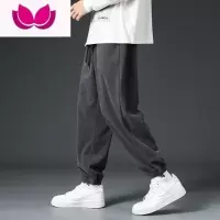 七斓灯芯绒裤子男士2023新款潮牌运动束脚九分卫裤宽松休闲长裤