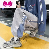 七斓工装运动裤子男春季2023新款潮牌初中高中学生休闲阔腿束脚长裤