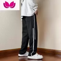 七斓直筒休闲裤男夏季运动潮牌ins宽松新款长裤子百搭松紧腰潮流