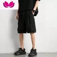 七斓工装短裤男士夏季冰丝宽松韩版多口袋潮牌休闲外穿运动薄款五分裤