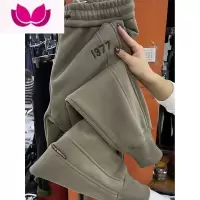 七斓特大码300斤胖GG刺绣哈伦裤宽松ins潮显瘦束脚运动裤百搭休闲卫裤