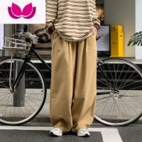 七斓潮牌ins高街日系复古直筒工装裤宽松阔腿裤子垂坠感休闲长裤秋季