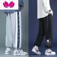 七斓港风运动裤子男宽松大码直筒潮流抽绳ins潮束脚休闲学生卫裤