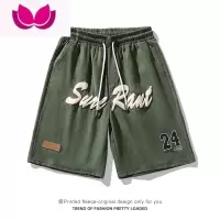 七斓短裤男夏季薄款ins潮牌做旧美式嘻哈高街篮球裤宽松运动五分裤子