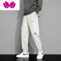 七斓日系工装裤子男款2023黑色潮牌束脚裤休闲长裤美式大码宽松