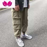 七斓工装裤男生束脚宽松2023网红裤子大码潮牌休闲百搭九分裤ins潮流