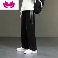 七斓夏季薄款阔腿休闲裤男士冰丝潮牌直筒宽松卫裤长裤子