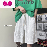 七斓质感冰丝绒短裤男夏季薄款宽松大码休闲中裤潮牌速干外穿五分裤衩