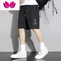 七斓冰丝短裤男士夏季薄款宽松直筒小熊五分裤子新款休闲篮球沙滩中裤