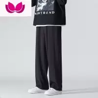 七斓裤子男款2023新款宽松垂感百搭直筒阔腿小西裤运动休闲长裤