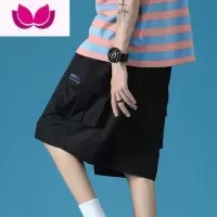 七斓美式工装裤男夏季薄款休闲短裤大码宽松直筒运动五分裤子潮流百搭