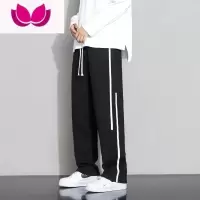 七斓直筒休闲裤男士新款潮牌宽松潮流韩版夏季运动卫裤灰色长裤子