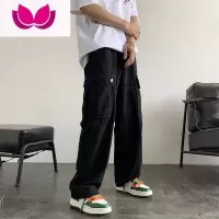 七斓美式复古工装裤男潮牌多口袋宽松直筒裤子ins高街阔腿垂感休闲裤