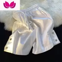 七斓条纹运动排扣短裤男士夏季ins港风情侣休闲中裤马裤潮牌五分裤子
