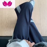 七斓潮牌华夫格裤子男美式复古直筒宽松卫裤ins高街运动休闲裤子