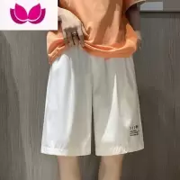 七斓冰丝休闲短裤男潮流宽松ins直筒阔腿五分裤港风夏季百搭简约中裤
