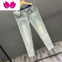七斓高街直筒拉链潮流微弹男潮九分裤牛仔裤气质青春流行春季水洗中腰