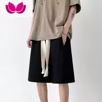 七斓日系编织绳休闲运动短裤男夏季外穿宽松大码潮流百搭学生五分裤子