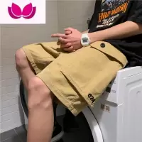 七斓夏季装刺绣工装短裤男加肥加大码日系复古潮流五分裤休闲中裤宽松