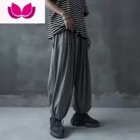 七斓日系复古坠感灯笼裤男宽松抽绳阔腿裤垂感大码薄款运动束脚裤子潮