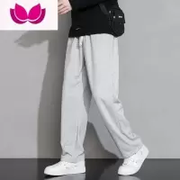七斓灰色运动裤子男士款宽松直筒裤薄款潮流加绒休闲长卫裤