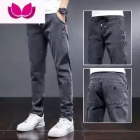 七斓男人干活穿的牛仔裤松紧腰耐脏耐磨电焊防烫工作裤春季大码劳保裤