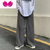 七斓裤子男港风ins复古灯芯绒休闲裤潮牌宽松大口袋直筒拖地裤