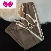 七斓美式复古休闲卫裤男秋季宽松直筒大编织抽绳设计感九分运动长裤子