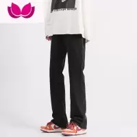 七斓黑色直筒牛仔裤男美式ins潮牌微喇拖地裤春季新款裤子男高街vibe