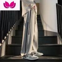 七斓黑色直筒裤子男款潮牌宽松运动卫裤男生夏季日系复古休闲长裤