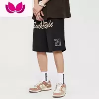 七斓潮牌欧美高街字母发泡直筒阔腿短裤男夏季oversize运动五分中裤子