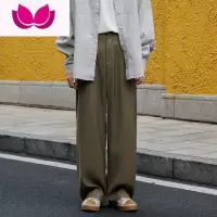 七斓日系裤子男春季直筒宽松西装裤复古百搭港风阔腿慵懒坠感休闲长裤