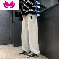 七斓春季卫裤男ins潮牌美式高街痞帅宽松直筒阔腿运动休闲长裤子