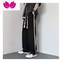 七斓高街ins潮裤子男潮牌宽松直筒拖地裤垂感青少年休闲阔腿长裤