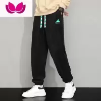 七斓春款灯芯绒裤子男宽松大码束脚裤加肥加大潮胖子运动休闲裤
