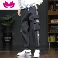 七斓夏季工装裤男休闲长裤子宽松大码款青少年束脚裤潮流