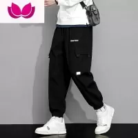 七斓大码工装裤子男士春季宽松束脚运动裤款男生潮牌痞帅休闲长裤
