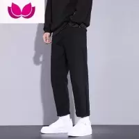 七斓牛仔裤男款夏季薄款潮牌宽松直筒黑色九分裤2023韩版休闲裤子