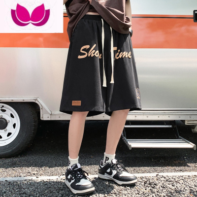 七斓发泡印花运动短裤男夏季薄款美式复古高街ins潮牌宽松休闲五分裤5