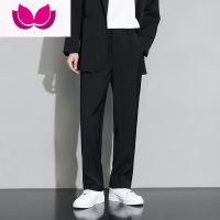 七斓男士休闲长裤夏季薄款冰丝垂感高级感款宽松直筒裤子阔腿西裤