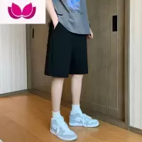 七斓短裤男夏季宽松潮流休闲五分裤潮牌ins运动裤黑色中裤沙滩裤